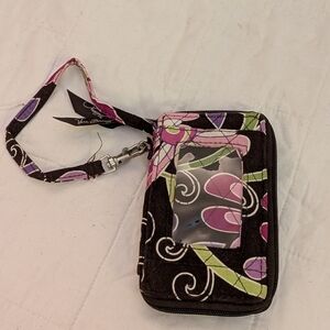 Vera Bradley Black and Pink Floral Phone Wristlet